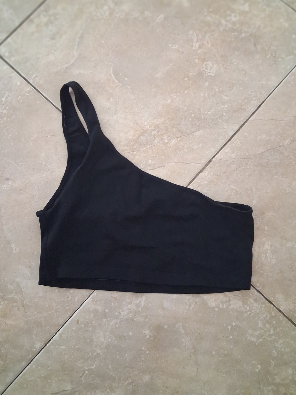 Los Angeles Apparel One-Shoulder Black Crop Top